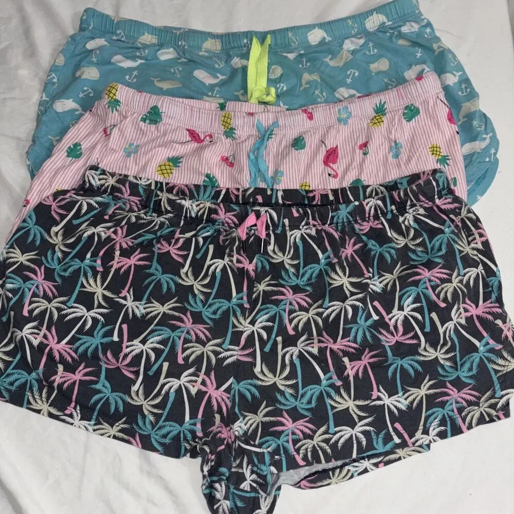 3 Pair Secret Treasure Shorts Loungewear Pajamas Beach Tropical Comfort C